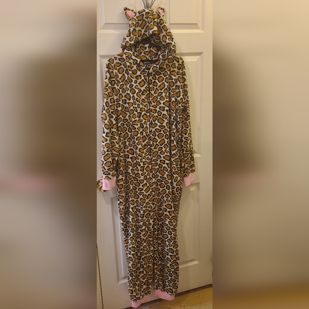Leopard Print Onesie with Cat Ears